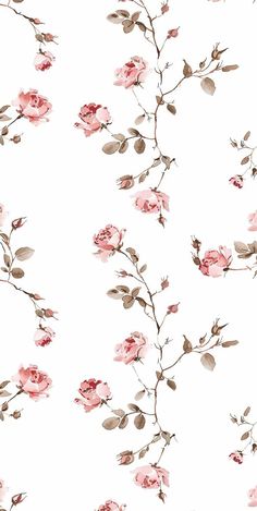 a white background with pink flowers and leaves