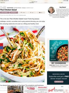 an image of a website page with food items on the front and back pages, including broccoli slaw