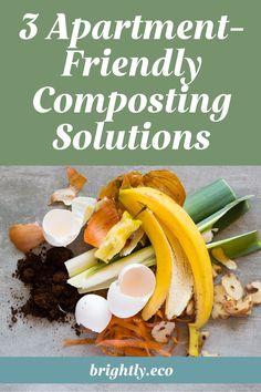 a pile of garbage with the title 3 apartment - friendly composting solutions