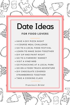 If you are looking for super fun foodie date ideas to do with your significant other, then look no further! Whether you are in the mood for exploring new flavors, making fun dishes, and creating lasting memories together, we have got you covered! So, get ready to transform your date nights with these date ideas that will not only satisfy your food cravings but will also add some excitement to your relationship! | Couple date ideas | Couple date night | Couple date ideas at home | Date ideas | Food date night | Food date ideas | Foodie date ideas | Couple bucket list | Food Date Ideas, Food Date Night, Date Night Food, Date Night Couple, Couple Date Ideas, Wine And Paint Night, Fun Date Ideas, Ideas For Food, Rekindle Romance