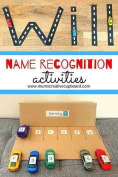 the name recognition activities for kids to practice their handwriting and number recognition skills with cars