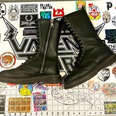 Lots Of Life Left In These Bad Boys. Or Girls. 14 Eye Bolt300 From Demonia. Vegan Leather. Worn Once. Men’s 8/Women’s 10 Demonia Shoes, Box Color, S 10, Vegan Leather, Men's Shoes, Shoe Boots, Man Shop, Boots, Leather