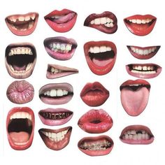 many different types of mouth shapes and teeth are shown in this image, including lips