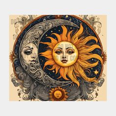 the sun and moon are depicted in this drawing