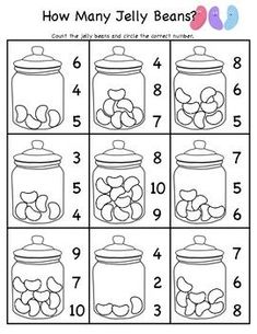 how many jelly beans in a jar? worksheet for kids to practice counting