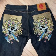 Nwt Will Add More Pics Soon Skull Pants, Streetwear Ideas, Diy Clothes Design, Little Boy Fashion, Thrifted Outfits, Ed Hardy, Concept Clothing