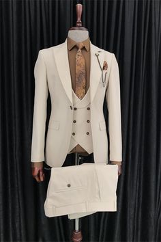 Shop champagne three pieces business men suits at Allaboutchic for all the latest styles and trends. For slim fit suits, classic suits, suit separates, and tuxedos browse. Gold White Suit Men, Ivory Wedding Suits For Groom, Tan Suit Men, Champagne Suit, Ball Suits, Suits For Guys, Lesbian Style, Butch Lesbian, Classic Suits