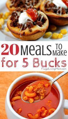 the cover of 20 meals to make for 5 bucks, including soup and breads