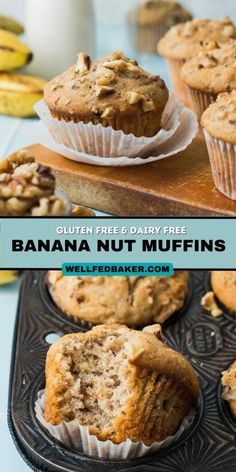 banana nut muffins with text overlay