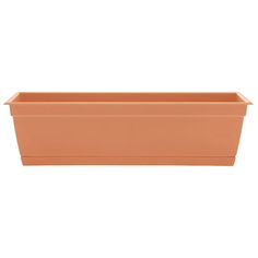 an orange rectangular planter on a white background