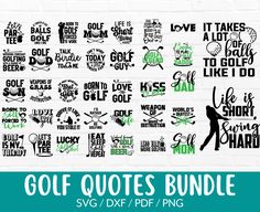 golf quotes bundle svg, dxf and png for use in design projects