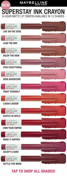 Maybelline Superstay Ink Crayon, Superstay Maybelline, Maybelline Lipstick, Easy Draw, Maybelline Superstay, Maybelline Super Stay, Lipstick Swatches