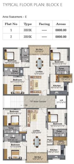 the typical floor plan for an apartment in mumbai, with three bedroom and two bathroom areas