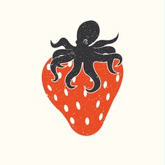 an octopus sitting on top of a strawberry