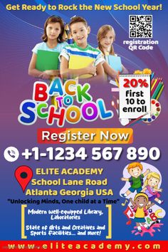 Back To School Enroll Now Academy Educational College High School Flyer Poster Design Template School Flyer, Flyer And Poster Design, Flyer Poster, The New School, New School Year, School Year