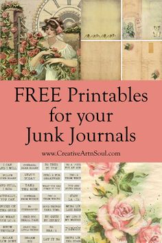 free printables for your junk journals from creative arts and souvenirs com