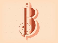 the letter b is made up of lines and swirls, with an orange background