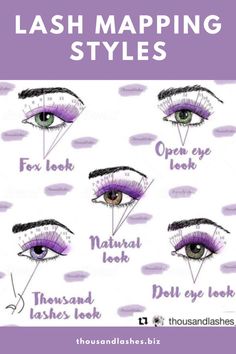 Lash Mapping Styles, Asian Makeup Tips, Types Of Eyelash Extensions, Eye Makeup Guide, Lash Maps, Lash Map, Lash Mapping