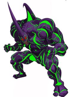 an image of a cartoon character with green and purple colors