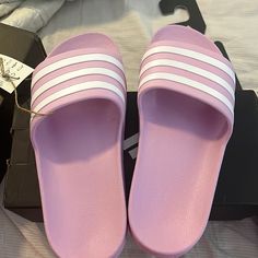 Women Adidas Slides Size 7 Adidas Casual Slides For Spring, Adidas Slides For Spring, Casual Pink Open Toe Sneakers, Spring Pink Open Toe Sneakers, Adidas Pink Sneakers For Summer, Pink Adidas Sneakers For Summer, Adidas Casual Sandals For Spring, Adidas Slides, Adidas Purple