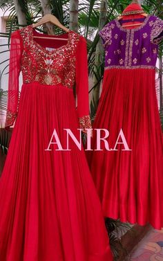 Magam Work, Frocks And Gowns, Designer Anarkali Dresses, Gown Party Wear, Long Gown Dress, Half Saree Designs