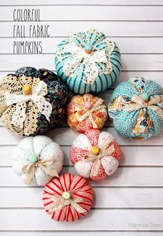 colorful fall fabric pumpkins are arranged in a circle