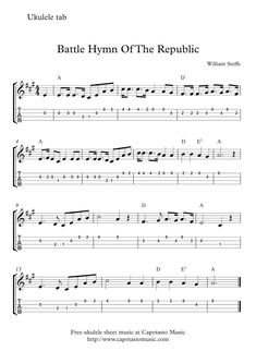 sheet music with the words battle hymm of the republic