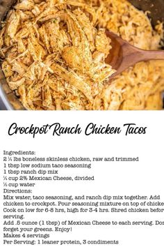 the recipe for crockpot ranch chicken tacos