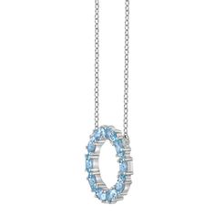 Add a delicate touch to any outfit with this round blue topaz necklace. Add a delicate touch to any outfit with this round blue topaz necklace. Drop length: 0.33-in. Chain length: 18-in. Chain type: cable Clasp: spring-ring Metal: sterling silver Plating: rhodium Finish: polished Packaging: boxed STONE DETAILS Stone type: blue topaz Color: blue Shape: oval Setting: prong Size: 18". Gender: female. Age Group: adult. Anniversary Blue Topaz Round Necklace, Light Blue Birthstone Necklace, Light Blue Round Birthstone Necklace, Round Blue Topaz Necklace, Elegant Blue Topaz Birthstone Necklace, Blue Topaz Round Necklace, Round Light Blue Topaz Necklace, Light Blue Round Blue Topaz Necklace, Blue Topaz Round Pendant Necklace