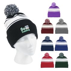 100% Acrylic | One Size Fits All | Comes In 8 Great Colors | Apparel | Headwear | Beanies | Custom Two-Tone Knit Pom Beanie With Cuff in Purple | Acrylic School Spirit Store, Custom Beanies, Hot Cocoa Stand, Winter Cap, Knit Beanie Hat, Snow Pants, Pom Beanie, Custom Hats, Knit Beanie