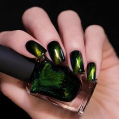 Poison - Blood Red Magnetic Nail Polish by ILNP Ilnp Nail Polish, Magnetic Nail Polish, Nail Shimmer, Magnetic Nails, Green Nail Polish, Black Nail, Funky Nails, Chrome Nails, Nail Polish Colors