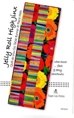 the back side of a colorful bookmark with flowers and stripes in red, orange, yellow, green, blue