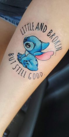 a small tattoo on the arm of a woman with an elephant saying,'little and beautiful is still good '