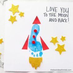 a handmade card with the words love you to the moon and back