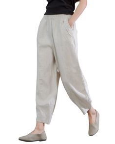 PRICES MAY VARY. Solid Color,Elastic waist with unique side pockets design,Patchwork Pull on lantern pants Wide Leg Style,Casual Loose Fit ,high quality 100% Linen relax Fit Trousers ,unique Cuff Design Capri Tapered Pants Nature Linen Color,Black,Brown,White,Dark Gray,5 Colors,XS,S,M,L,XL,5 Size to choose fashion cropped pants for women ,girls,juniors Simple modern design,easy to wear ,and good match with tank tops,blouses,vest,blouses,shirts ,tees and so on ,good for spring ,fall and summer. P Amalfi Outfits, Minimalist Sewing, Cigratte Pants, Jumpsuit Diy, Capsule Wardrobe Examples, Pants Ideas, Girls Dresses Sewing, Dresses Sewing, Womens Chinos