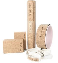 the cork yoga set is made from recycled materials