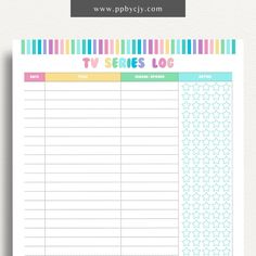 printable template page with columns and rows related to tv series to watch Series Tracker Printable, Tv Printable, Tv Series Tracker, Series Tracker, Series To Watch, Tv Watching, Tv Series To Watch, New Tv Series, Tracker Printable