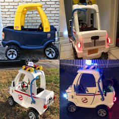 three different types of children's toy cars