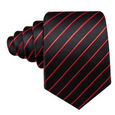 Black Tie Red Lines Striped Necktie Men's Tie Set