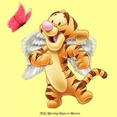 a winnie the pooh cartoon with wings and a butterfly