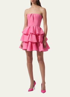 Find CAROLINA HERRERA Tiered Ruffle Strapless Mini Dress on Editorialist. Carolina Herrera tiered ruffle dress Strapless neckline Sleeveless Mini length A-line silhouette Back zip Silk Made in USA Carolina Herrera Dress, Tiered Ruffle Mini Dress, Carolina Herrera Dresses, Tiered Dresses, Cocktail Jacket, Tiered Ruffle Dress, Strapless Neckline, Silk Midi Dress, Ruffle Mini Dress