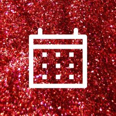 a red glitter background with a calendar icon