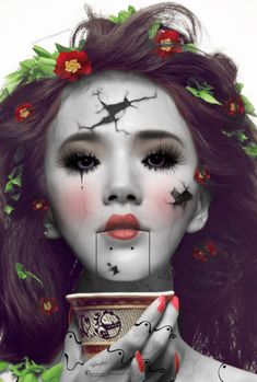 creeeeepyyy Broken Doll Halloween Makeup, Broken Doll Halloween, Broken Doll Makeup, Doll Makeup Halloween, Koleksi Makeup, Scary Doll