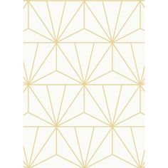 a white and gold geometric wallpaper with lines on the bottom, in an art deco style