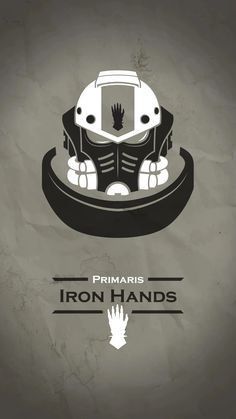 the iron hands movie poster is shown in black and white, with an image of a robot