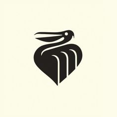 a black and white logo with a bird on it's head