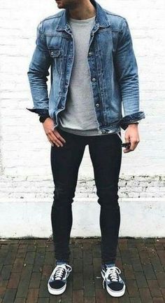 Mike Outfits, Jacket Outfits Men, Jcrew Mens Style, Denim Jacket Men Style, Denim Jacket Outfits, Denim Jacket Men Outfit, Menswear Outfits, Workout Man, Denim Jacket Outfit