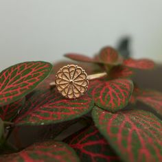 Unique 14K / 18K Solid Gold Ring for Woman, Dainty Mandala Yellow, White or Rose Gold Ring. Very light weight and delicate gold ring. The shape of the band is round and dainty with a round detailed floral coin on top. The simple shapes and complex pattern create a unique design that reflects lights and shadows in an endless movement. I like the light and shadows to bring life and soul into the gold. This ring is delicate and very comfortable to wear daily. Would make a great wedding or statement Rose Gold Birth Flower Ring, Rose Gold Flower-shaped Promise Ring, Rose Gold Sterling Silver Flower Rings, Gold Sterling Silver Rings With Birth Flower Detail, Gold Sterling Silver Flower Ring With Rose Cut Diamonds, Rose Gold Recycled Gold Stackable Rings For Wedding, 14k Gold Flower Ring With Birth Flower, Rose Gold Recycled Promise Rings, Sterling Silver Flower Ring In Yellow Gold