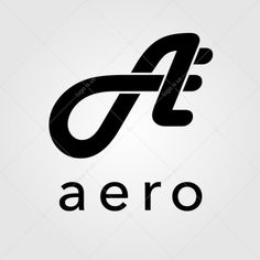 the letter aero logo is black and white