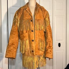 Nwot Real Leather Tan Suede Fringe Tassel Leather Jacket Women’s Xl Fits Like A Tall, I’m 14/16 And 38d And Able To Button. Leather Is Stiff And Needs To Be Broken In, Brand New No Snags Or Stains. Never Worn Fall Leather Jacket With Tassels And Long Sleeves, Winter Leather Jacket With Tassels, Winter Leather Jacket With Tassels Long Sleeve, Long Sleeve Leather Jacket For Fall Festivals, Fall Festival Long Sleeve Leather Jacket, Fall Festival Leather Jacket, Western Tassel Outerwear For Fall, Fall Festival Leather Jacket With Fringe, Long Sleeve Leather Jacket With Fringe For Rodeo